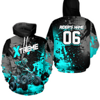 Custom ATV Motocross Hoodie Turquoise Upf30+ Extreme Quad Bike Off-Road Jersey Mx Riding Hoodied