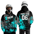Custom ATV Motocross Hoodie Turquoise Upf30+ Extreme Quad Bike Off-Road Jersey Mx Riding Hoodied
