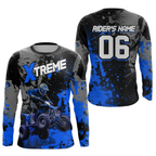 Custom Atv Motocross Shirt Blue + Extreme Quad Bike Off-Road Jersey Mx Riding Shirts