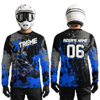 Custom Atv Motocross Shirt Blue + Extreme Quad Bike Off-Road Jersey Mx Riding Shirts