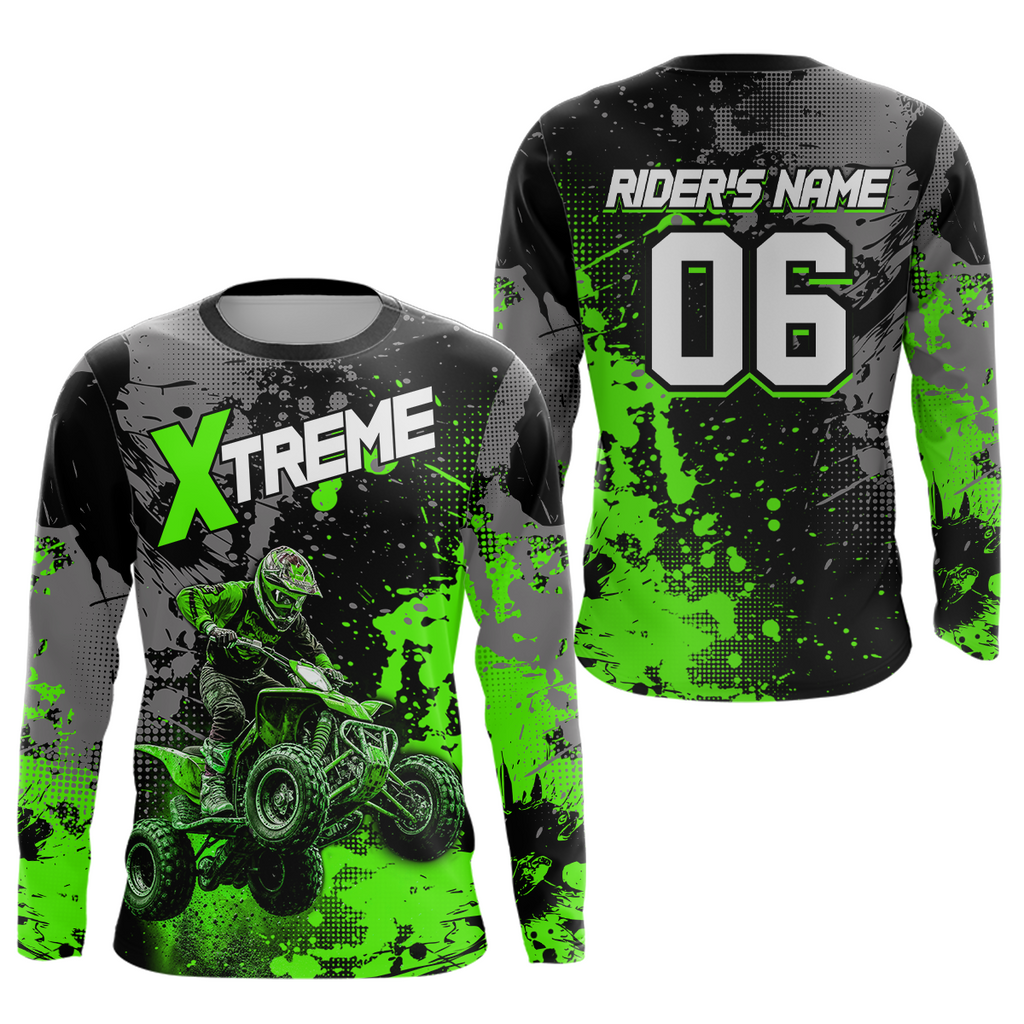 Custom Atv Motocross Shirt Green + Extreme Quad Bike Off-Road Jersey Mx Riding Shirts