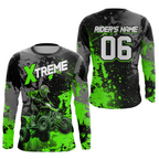 Custom Atv Motocross Shirt Green + Extreme Quad Bike Off-Road Jersey Mx Riding Shirts