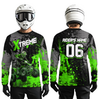 Custom Atv Motocross Shirt Green + Extreme Quad Bike Off-Road Jersey Mx Riding Shirts