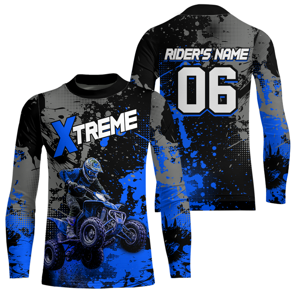 Custom Atv Motocross Shirt Blue + Extreme Quad Bike Off-Road Jersey Mx Riding Shirts
