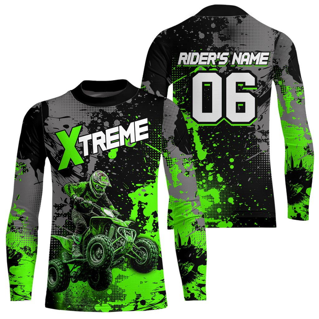 Custom Atv Motocross Shirt Green + Extreme Quad Bike Off-Road Jersey Mx Riding Shirts