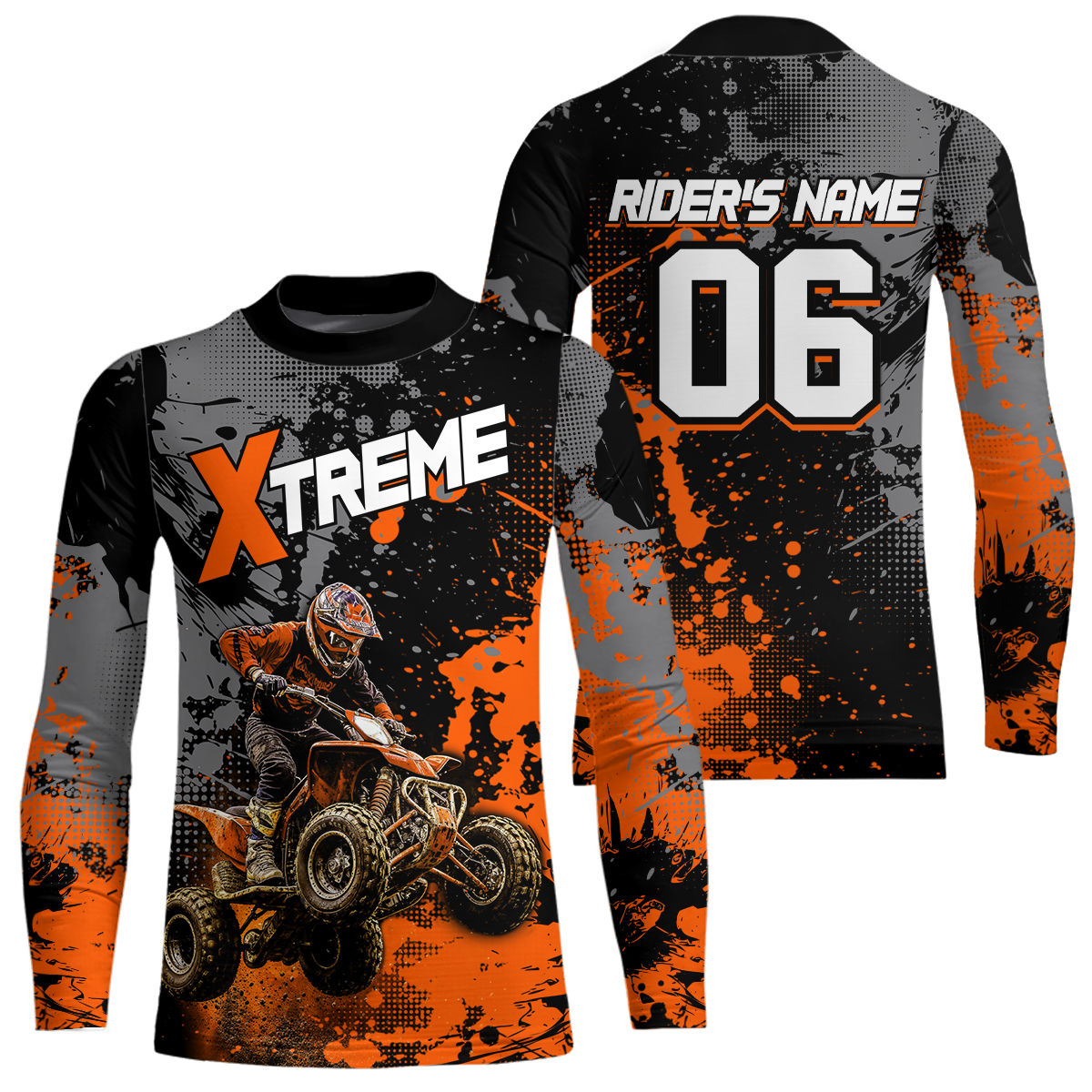 Custom Atv Motocross Shirt Orange + Extreme Quad Bike Off-Road Jersey Mx Riding Shirts