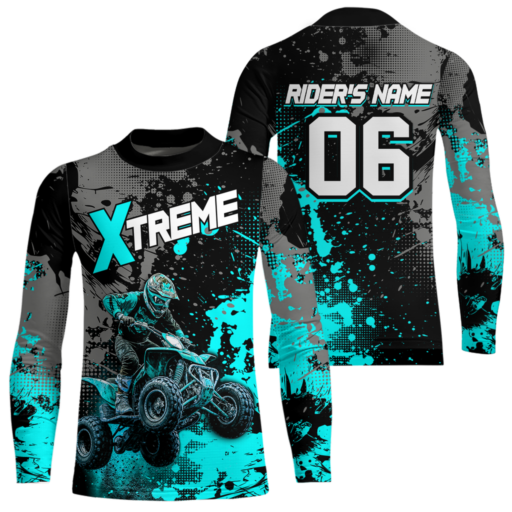 Custom Atv Motocross Shirt Turquoise + Extreme Quad Bike Off-Road Jersey Mx Riding Shirts