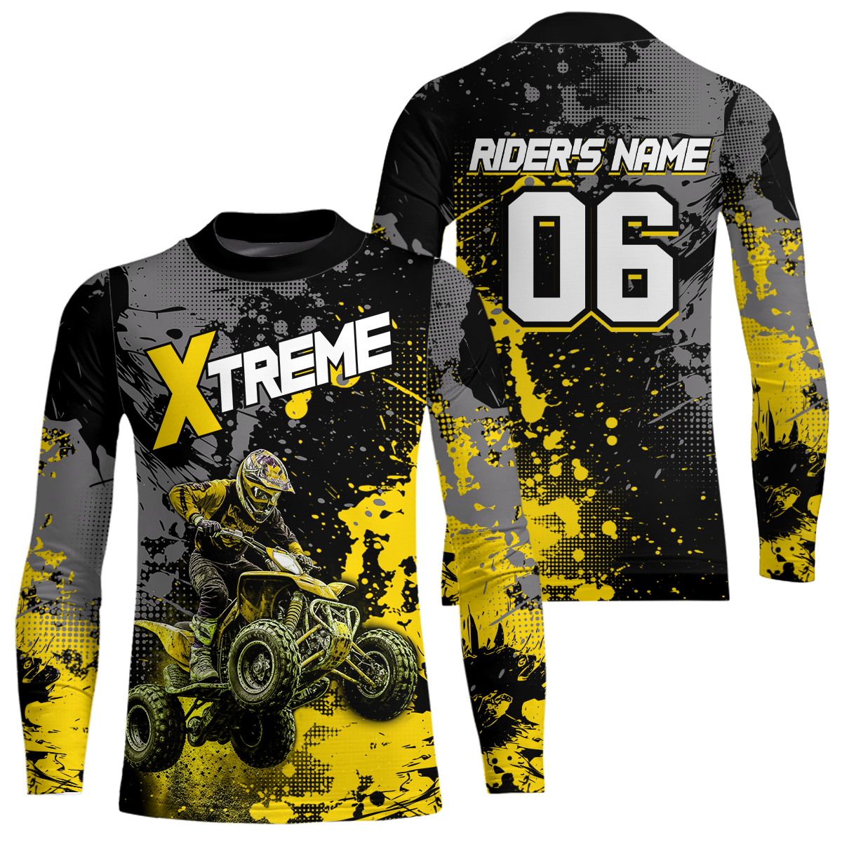 Custom Atv Motocross Shirt Yellow + Extreme Quad Bike Off-Road Jersey Mx Riding Shirts