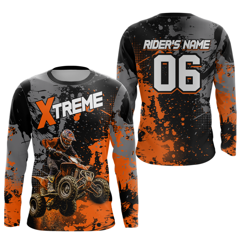 Custom Atv Motocross Shirt Orange + Extreme Quad Bike Off-Road Jersey Mx Riding Shirts