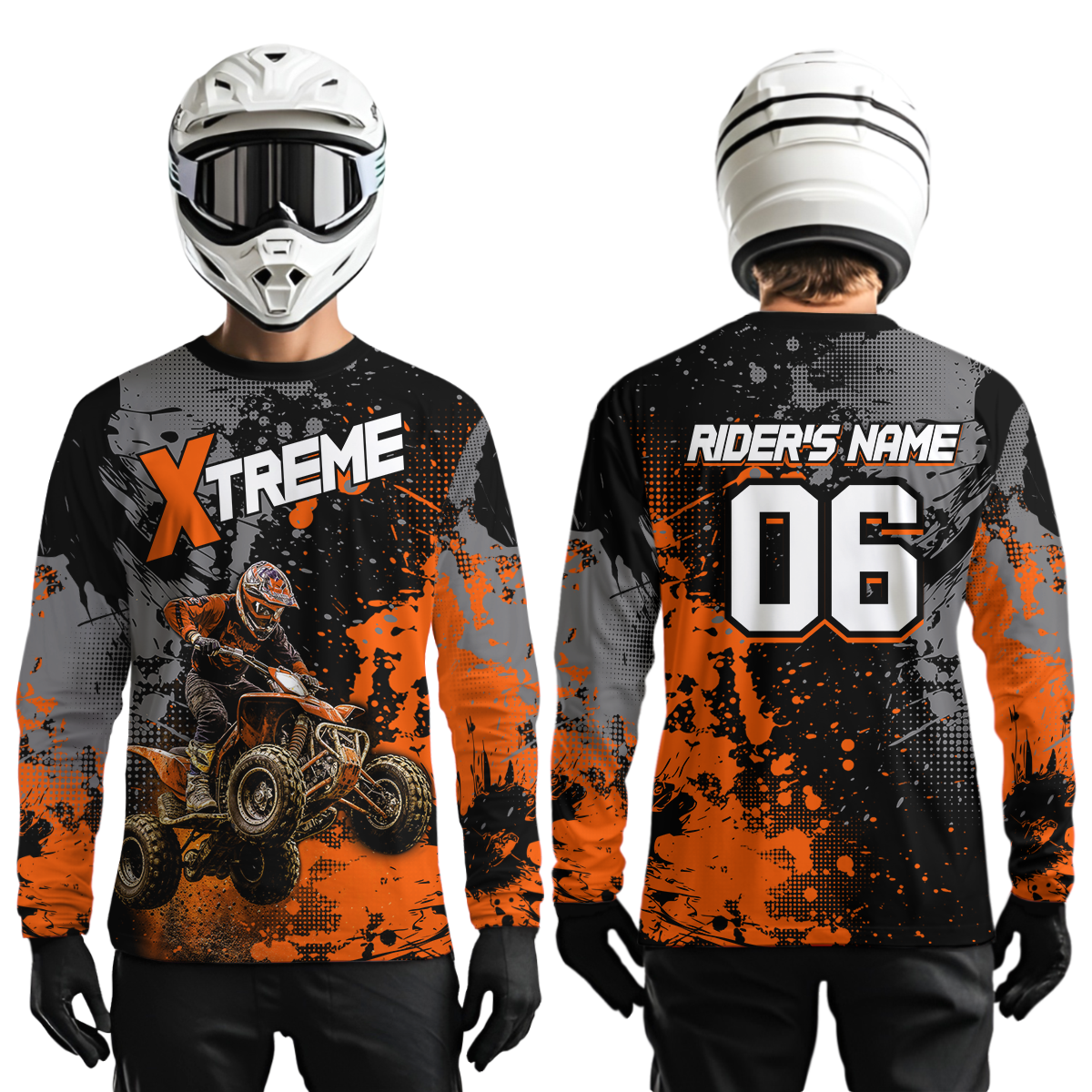 Custom Atv Motocross Shirt Orange + Extreme Quad Bike Off-Road Jersey Mx Riding Shirts