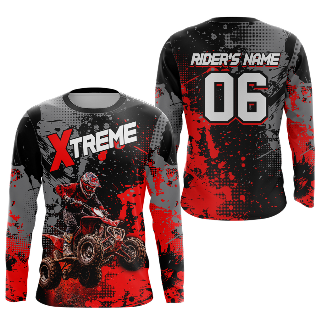 Custom Atv Motocross Shirt Red + Extreme Quad Bike Off-Road Jersey Mx Riding Shirts