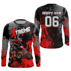 Custom Atv Motocross Shirt Red + Extreme Quad Bike Off-Road Jersey Mx Riding Shirts