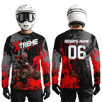 Custom Atv Motocross Shirt Red + Extreme Quad Bike Off-Road Jersey Mx Riding Shirts