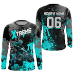 Custom Atv Motocross Shirt Turquoise + Extreme Quad Bike Off-Road Jersey Mx Riding Shirts