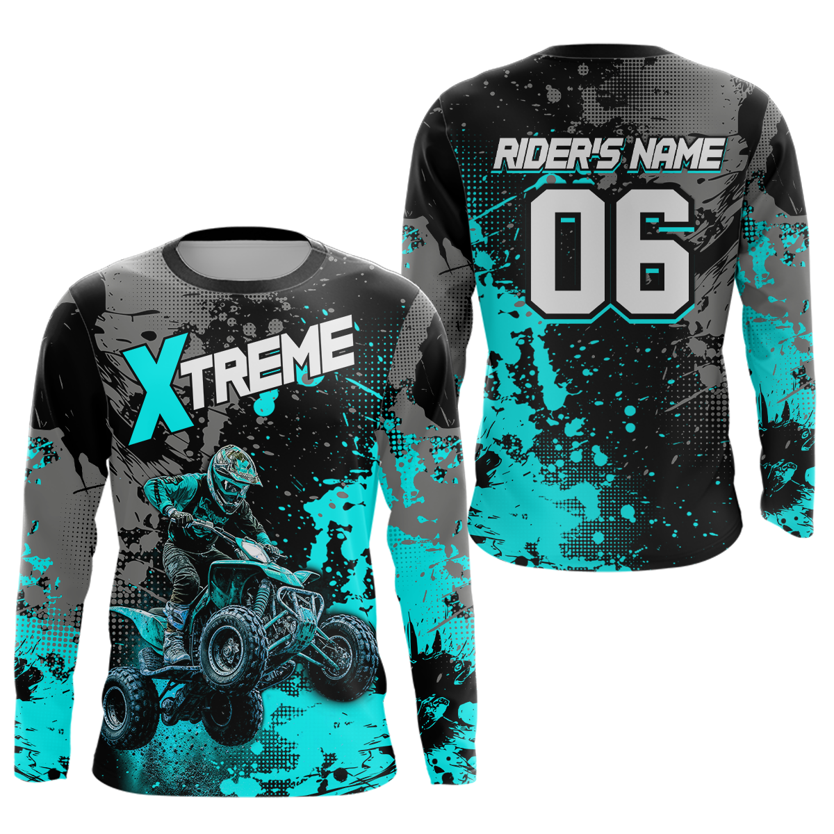 Custom Atv Motocross Shirt Turquoise + Extreme Quad Bike Off-Road Jersey Mx Riding Shirts