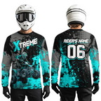 Custom Atv Motocross Shirt Turquoise + Extreme Quad Bike Off-Road Jersey Mx Riding Shirts