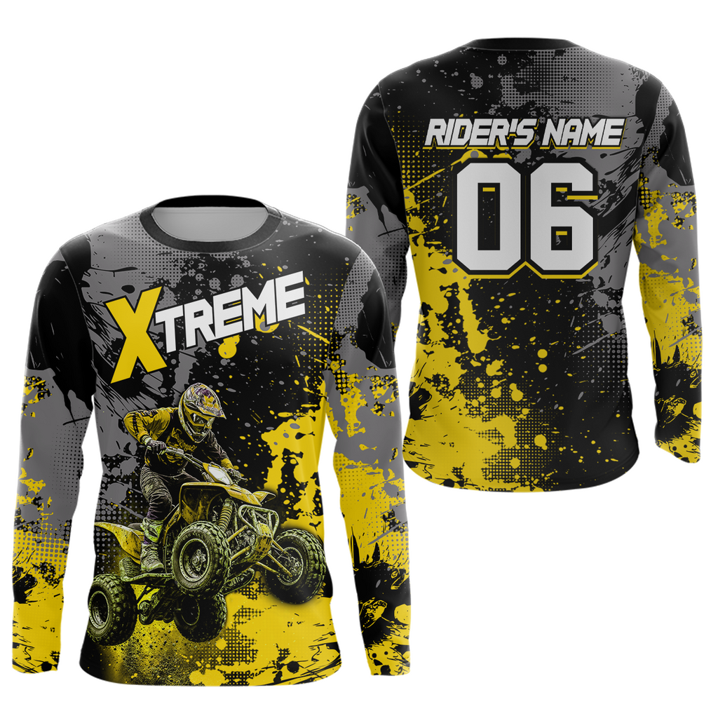Custom Atv Motocross Shirt Yellow + Extreme Quad Bike Off-Road Jersey Mx Riding Shirts