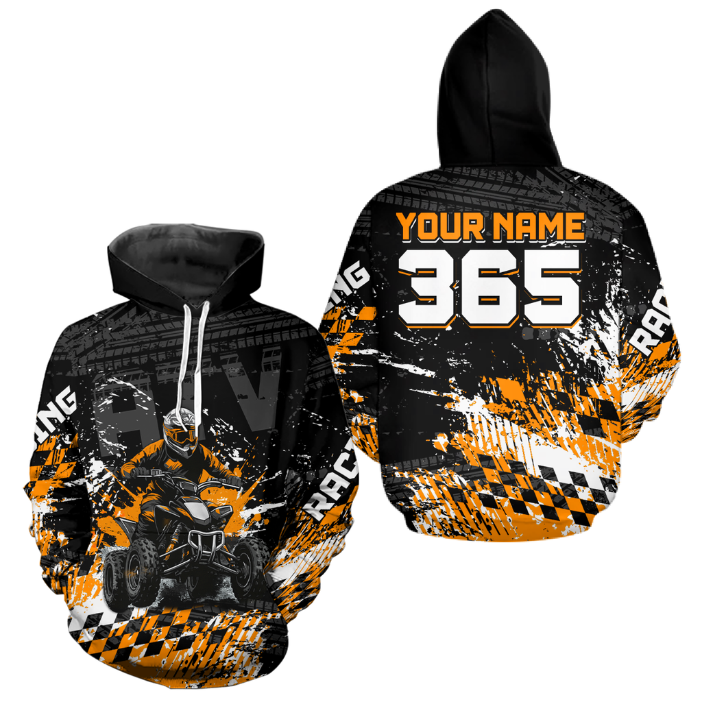 Custom Orange Atv Motocross Hoodie Upf30+ Quad Bike Shirt Extreme Racing Adult Off-Road Quad Shirt