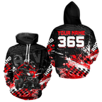 Custom Red Atv Motocross Hoodie Upf30+ Quad Bike Shirt Extreme Racing Adult Off-Road Quad Shirt
