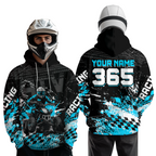 Custom Turquoise Atv Motocross Hoodie Upf30+ Quad Bike Shirt Extreme Racing Adult Off-Road Quad Shirt