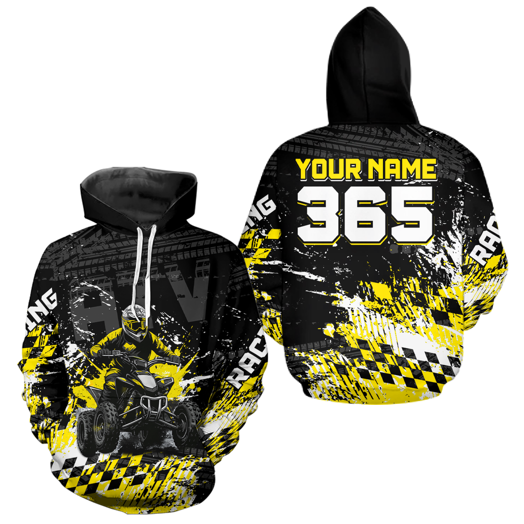 Custom Yellow Atv Motocross Hoodie Upf30+ Quad Bike Shirt Extreme Racing Adult Off-Road Quad Shirt