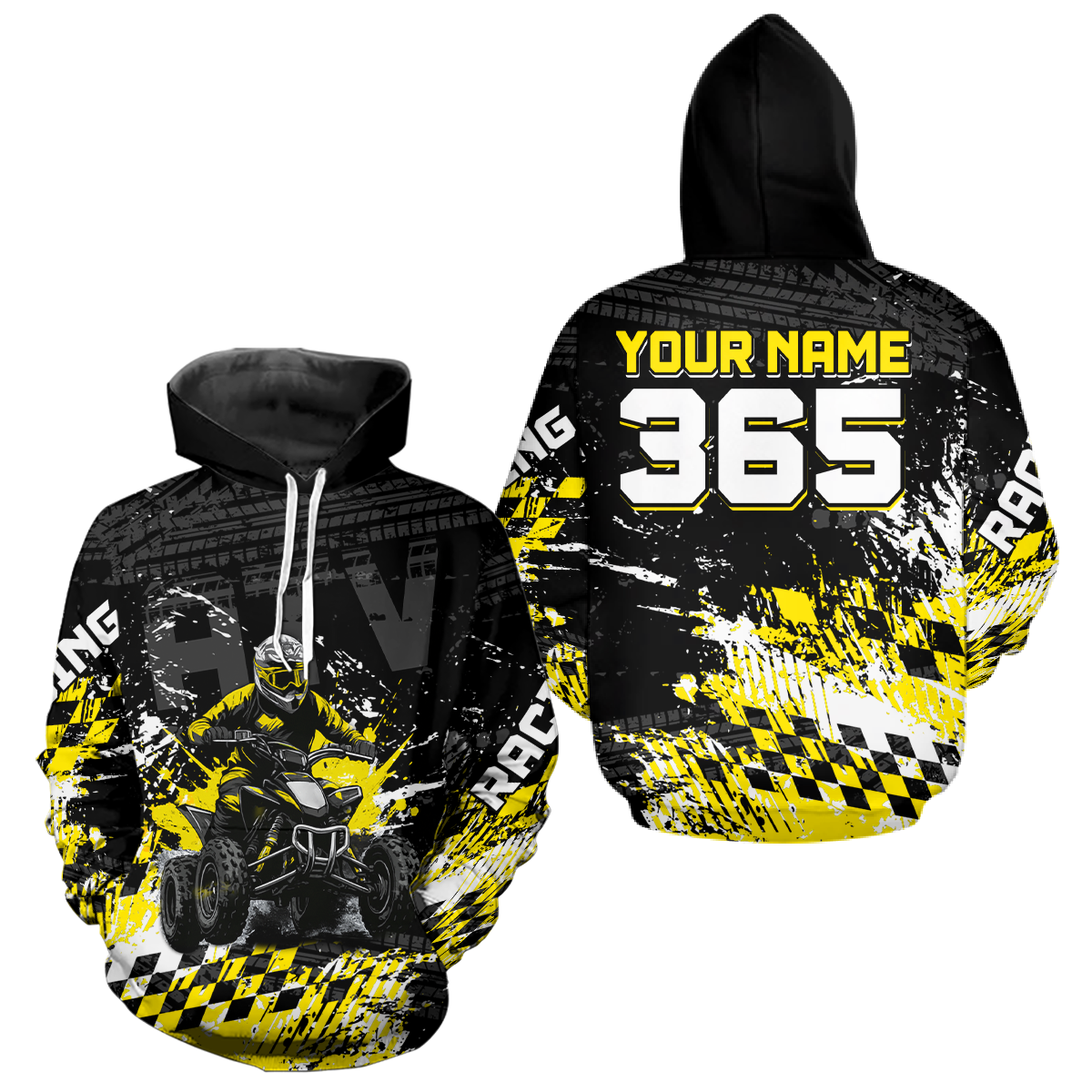 Custom Yellow Atv Motocross Hoodie Upf30+ Quad Bike Shirt Extreme Racing Adult Off-Road Quad Shirt