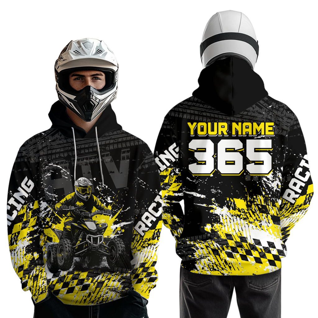 Custom Yellow Atv Motocross Hoodie Upf30+ Quad Bike Shirt Extreme Racing Adult Off-Road Quad Shirt