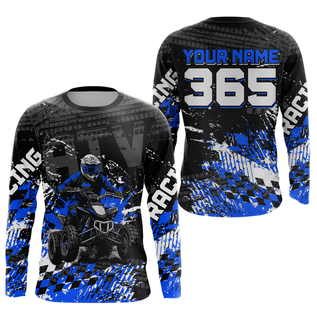 Custom Blue ATV Motocross Jersey Upf30+ Quad Bike Shirt Extreme Racing Adult Off-Road Quad Shirt