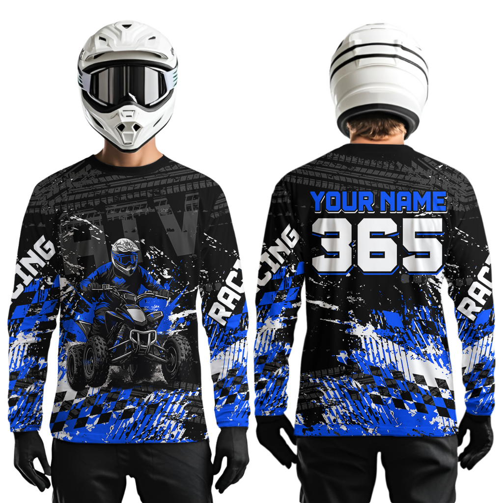 Custom Blue ATV Motocross Jersey Upf30+ Quad Bike Shirt Extreme Racing Adult Off-Road Quad Shirt