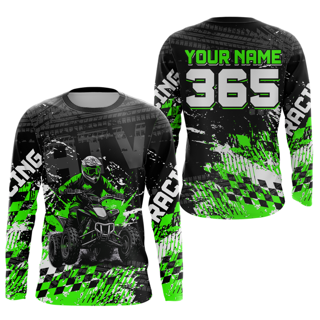 Custom Green ATV Motocross Jersey Upf30+ Quad Bike Shirt Extreme Racing Adult Off-Road Quad Shirt