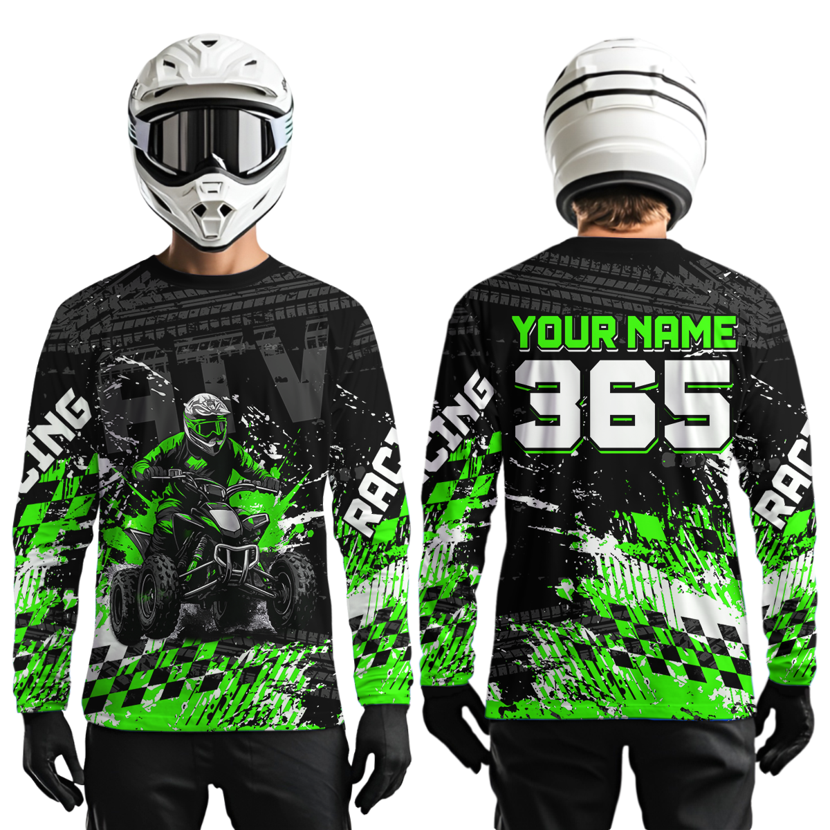 Custom Green ATV Motocross Jersey Upf30+ Quad Bike Shirt Extreme Racing Adult Off-Road Quad Shirt