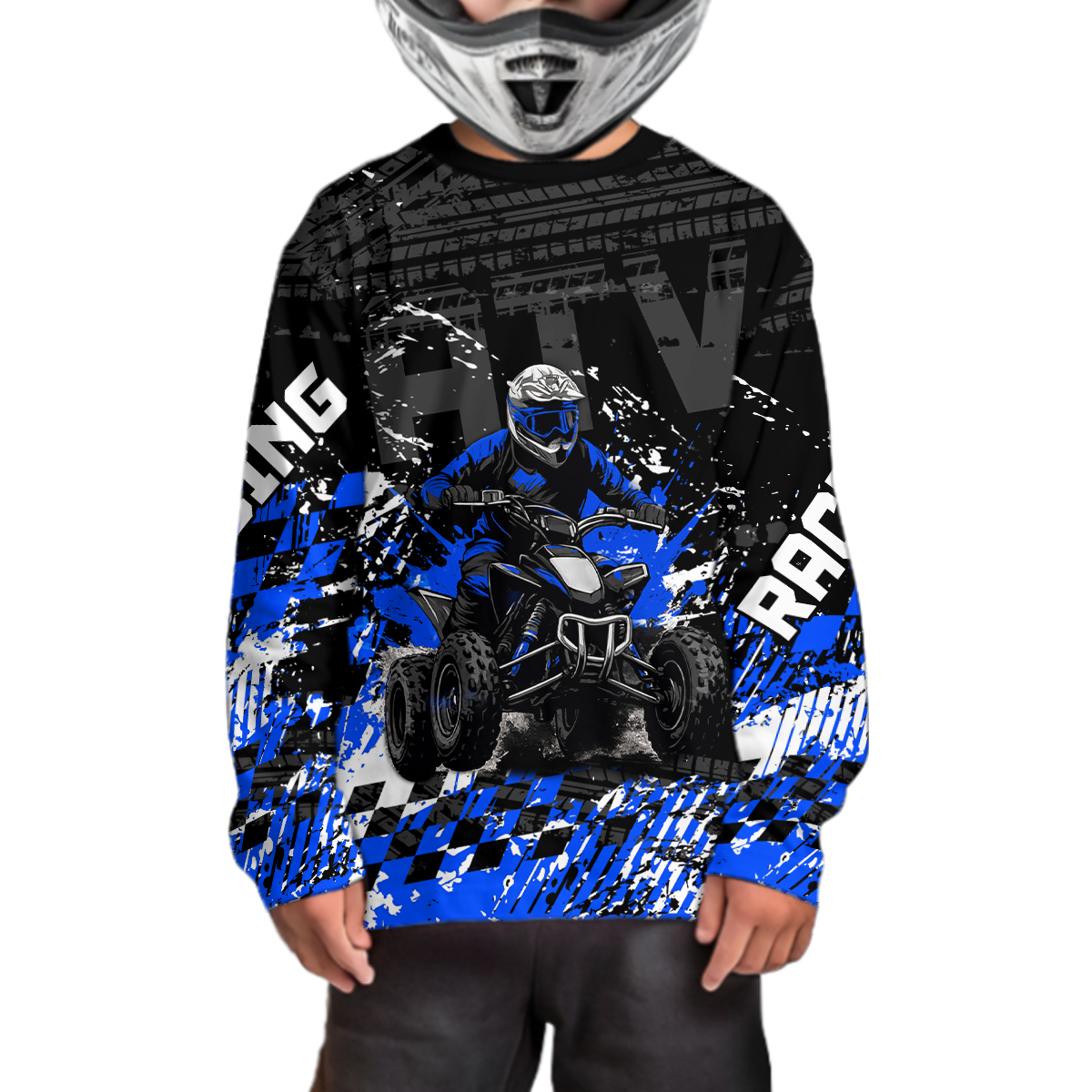 Custom Blue ATV Motocross Jersey Upf30+ Quad Bike Shirt Extreme Racing Adult Off-Road Quad Shirt