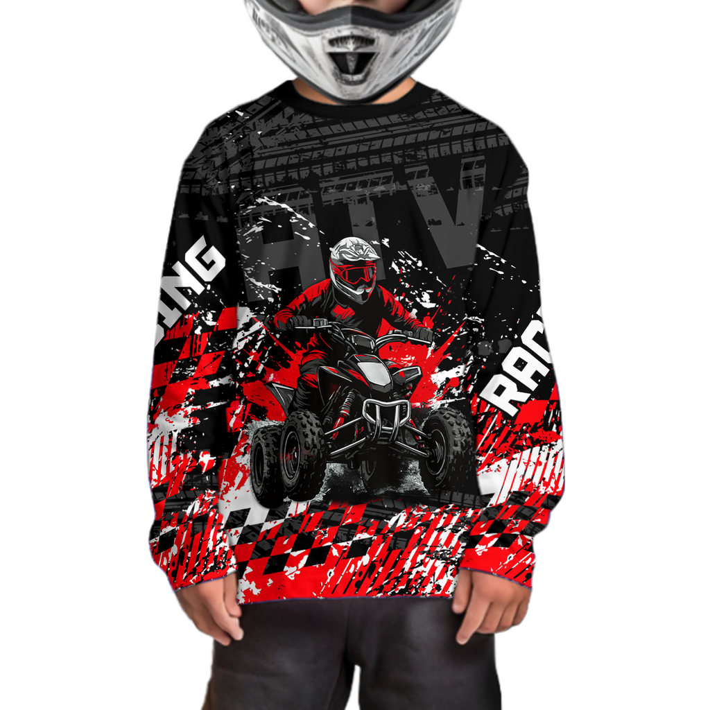 Custom Red ATV Motocross Jersey Upf30+ Quad Bike Shirt Extreme Racing Adult Off-Road Quad Shirt
