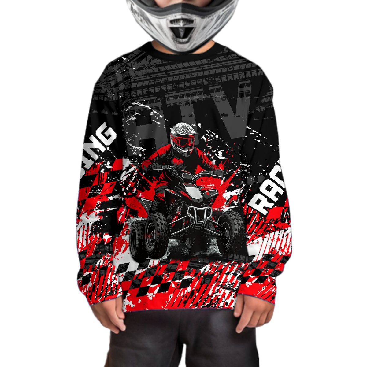 Custom Red ATV Motocross Jersey Upf30+ Quad Bike Shirt Extreme Racing Adult Off-Road Quad Shirt