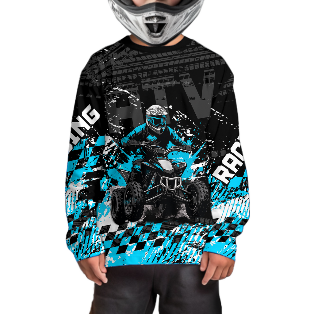 Custom Turquoise ATV Motocross Jersey Upf30+ Quad Bike Shirt Extreme Racing Adult Off-Road Quad Shirt
