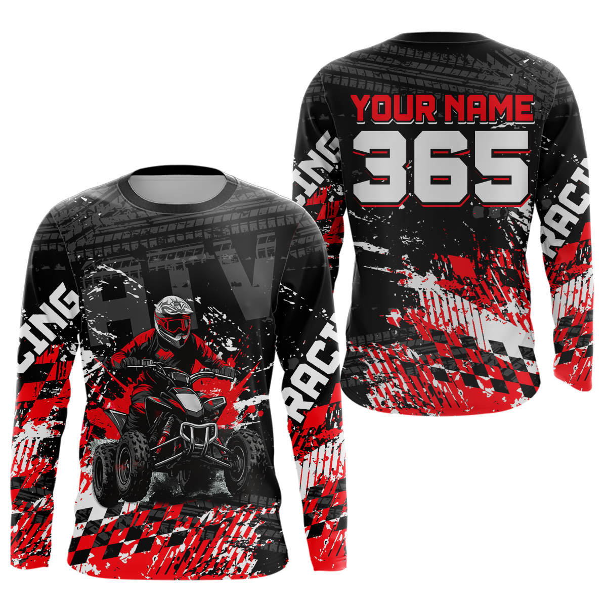 Custom Red ATV Motocross Jersey Upf30+ Quad Bike Shirt Extreme Racing Adult Off-Road Quad Shirt