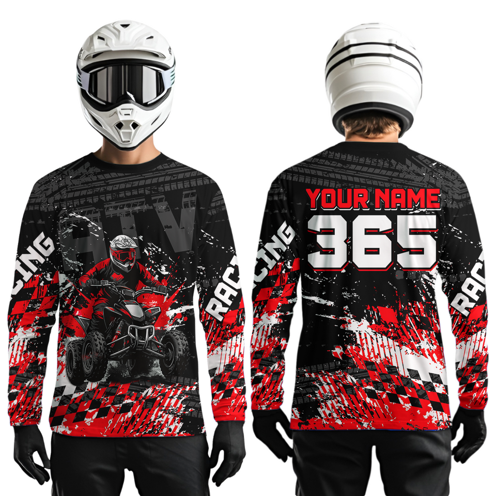 Custom Red ATV Motocross Jersey Upf30+ Quad Bike Shirt Extreme Racing Adult Off-Road Quad Shirt