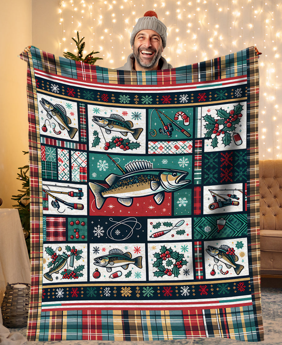 Walleye Fishing Christmas Fishing Fleece Blanket Fishing Gifts For Fisherman