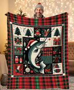 Christmas Catfish Fishing Fleece Blanket Fishing Gifts For Fishin Lovers