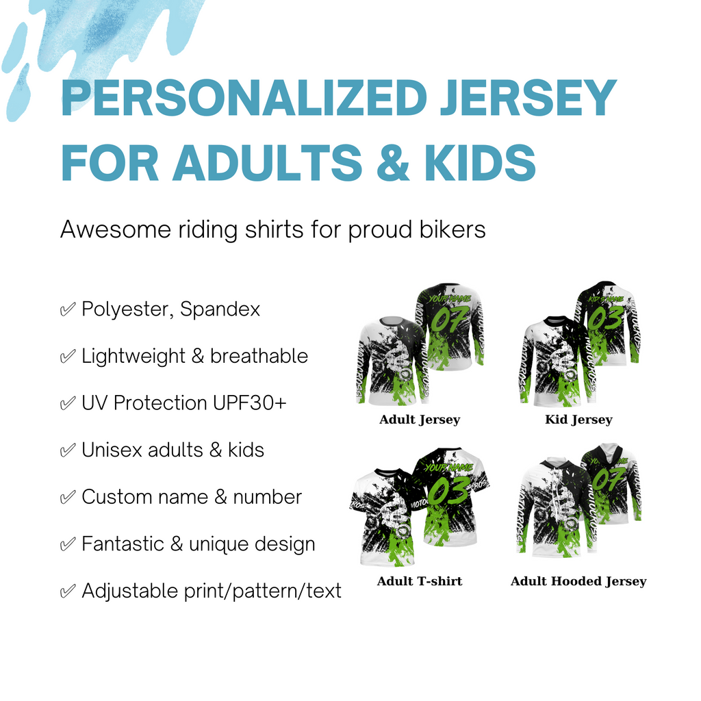 Custom motocross jersey adult& UV dirt bike MX racing shirt motorcycle off-road biker racewear