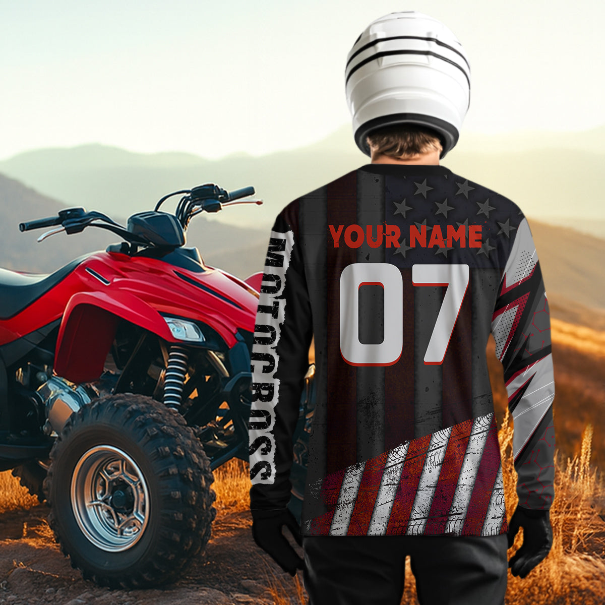 Custom ATV Motocross Jerseys + Quad Bike Shirt Racing Adult American Flag Dirt Bike Jersey