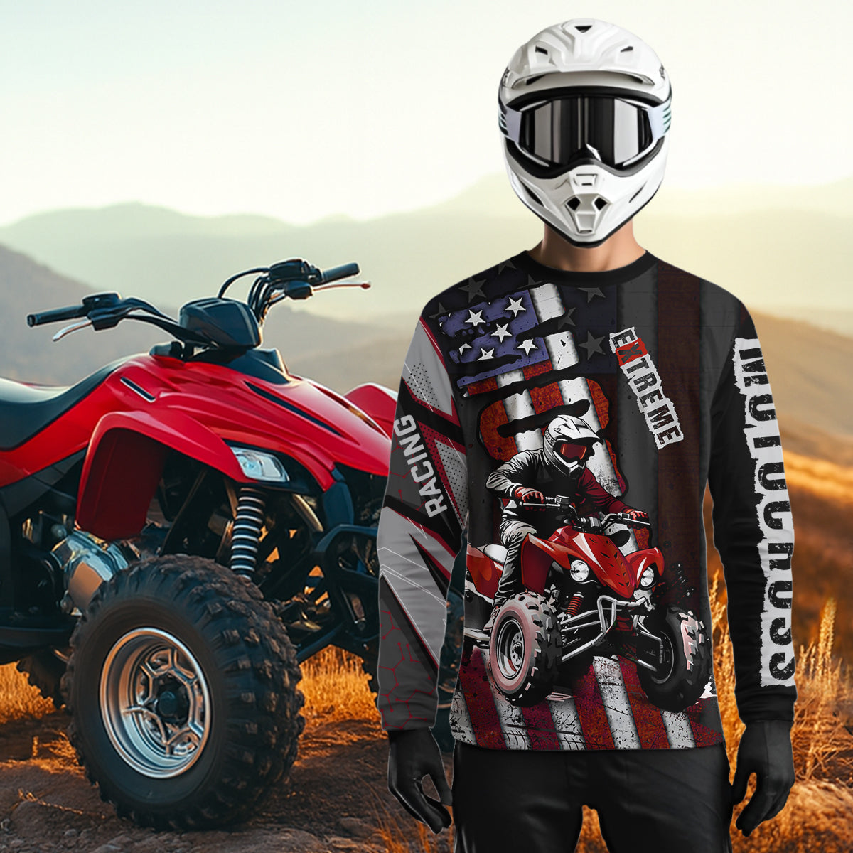 Custom ATV Motocross Jerseys + Quad Bike Shirt Racing Adult American Flag Dirt Bike Jersey