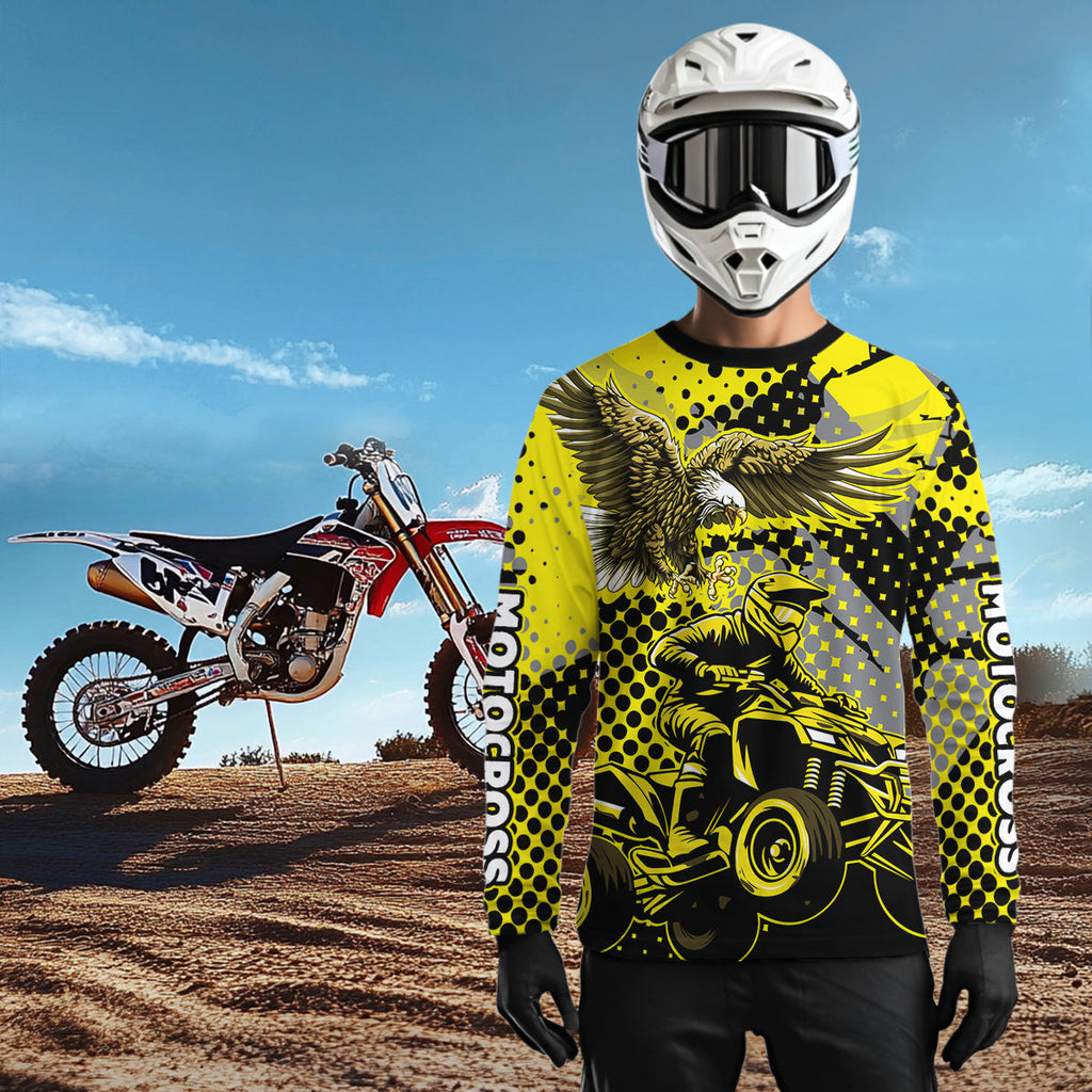 Eagle ATV Racing Jersey Yellow ATV Riding Shirt Adult Quad ATV Jersey
