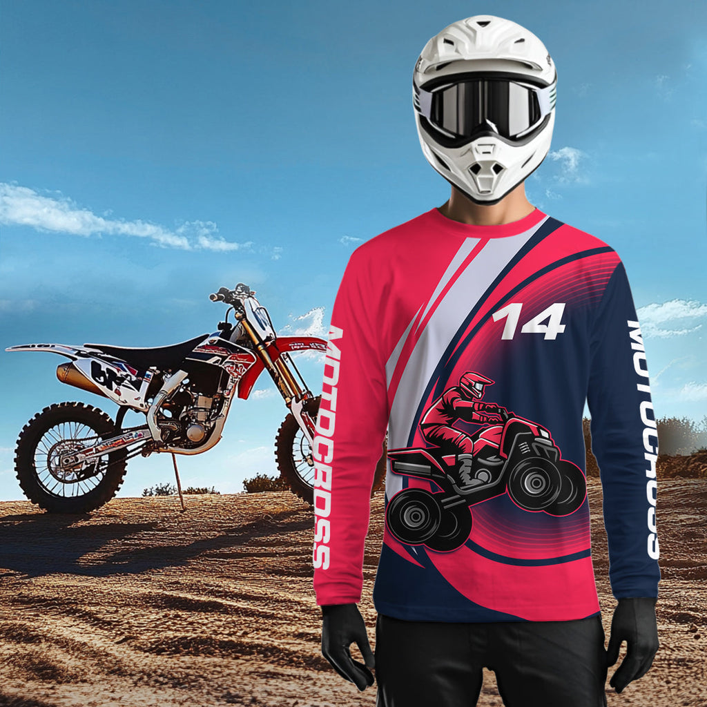 Custom Eagle ATV Riding Jersey Pink and Blue Quad Bike Jersey