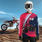 Custom Eagle ATV Riding Jersey Pink and Blue Quad Bike Jersey