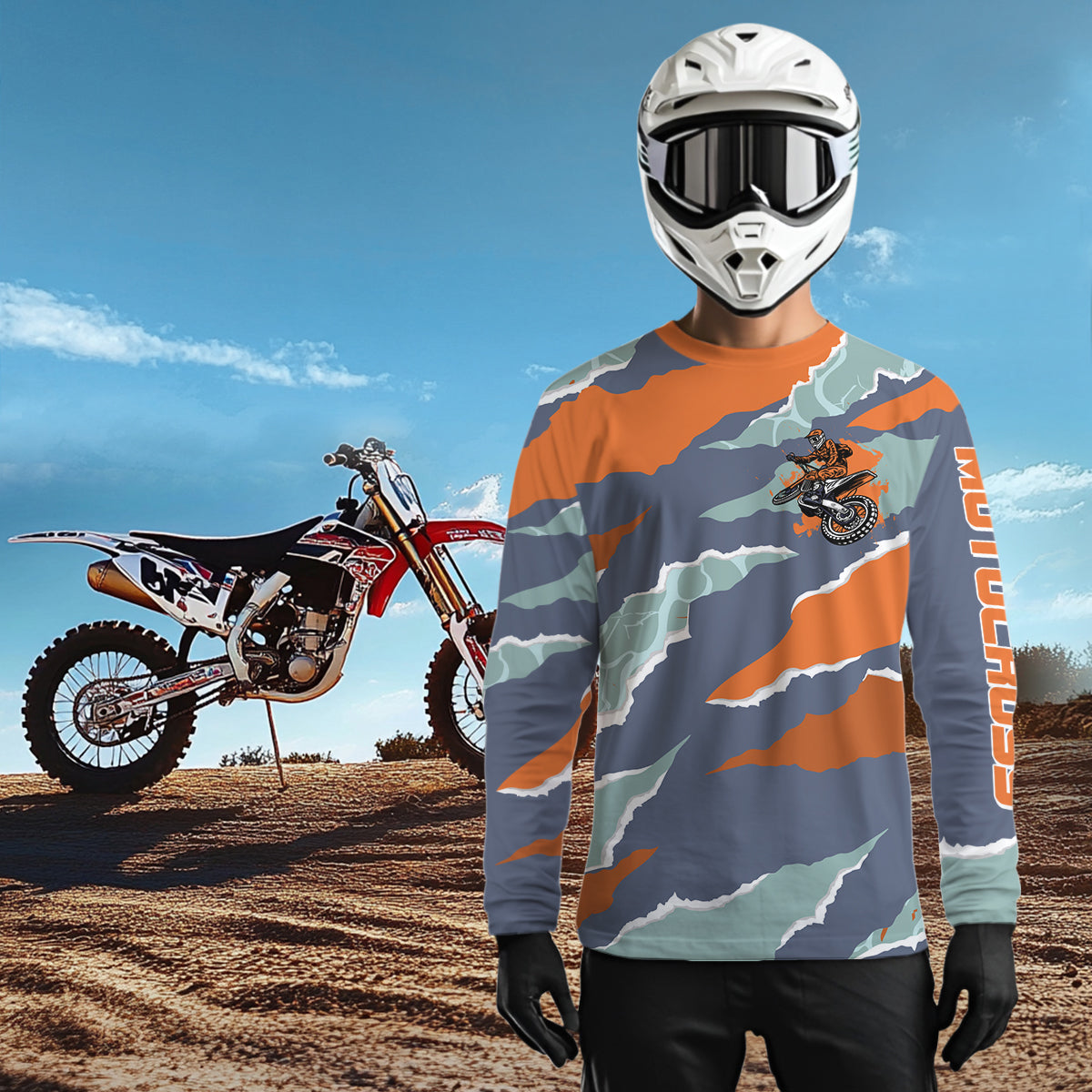 Camo Motocross Racing Jersey Dirt Bike Jersey Off Road Shirt Long Sleeve
