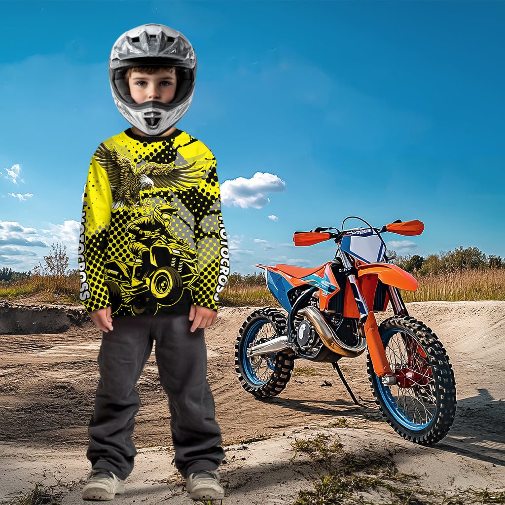 Eagle ATV Racing Jersey Yellow ATV Riding Shirt Adult Quad ATV Jersey