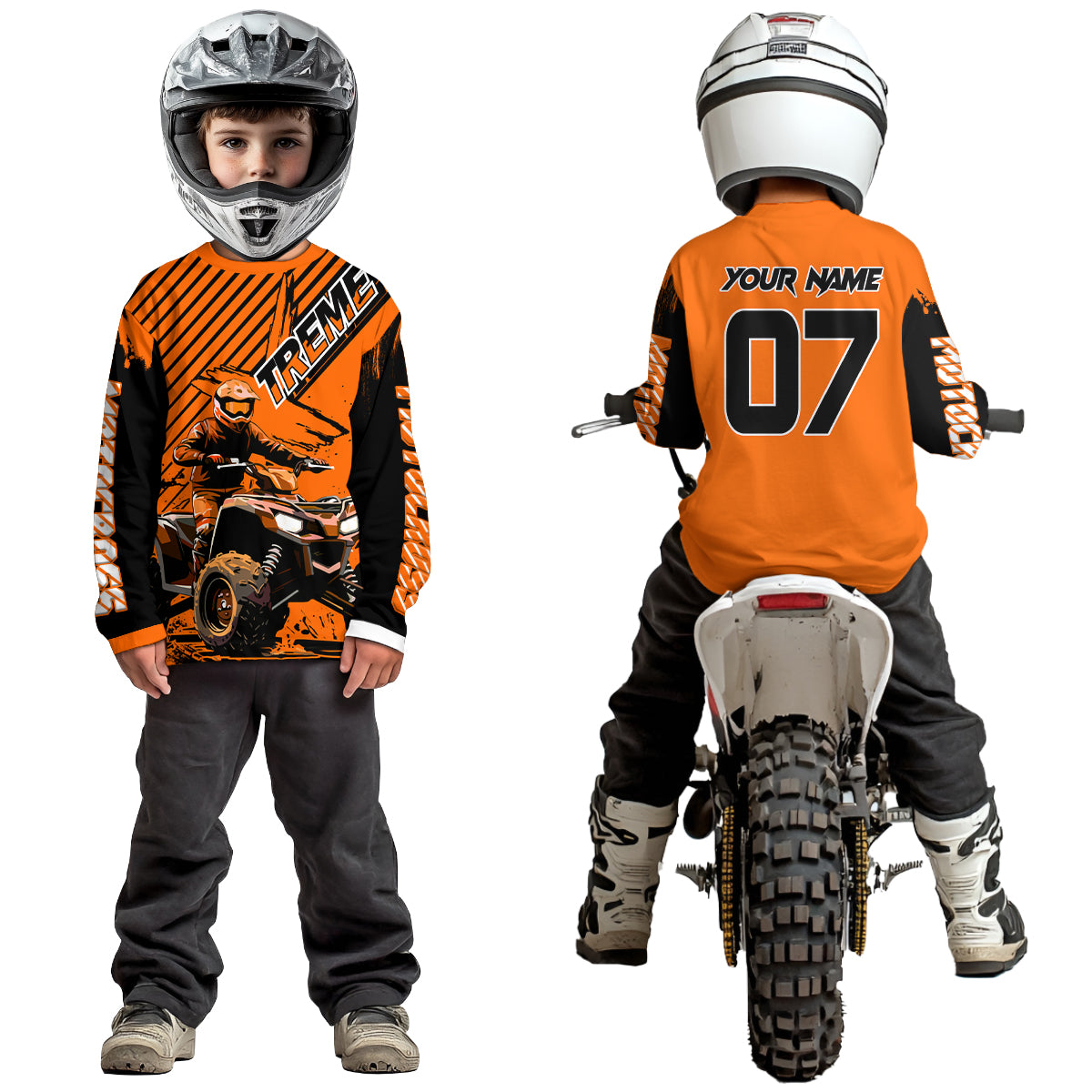 Orange ATV Racing Jersey Upf30+ Custom Motocross Jersey Extreme Riding Shirt