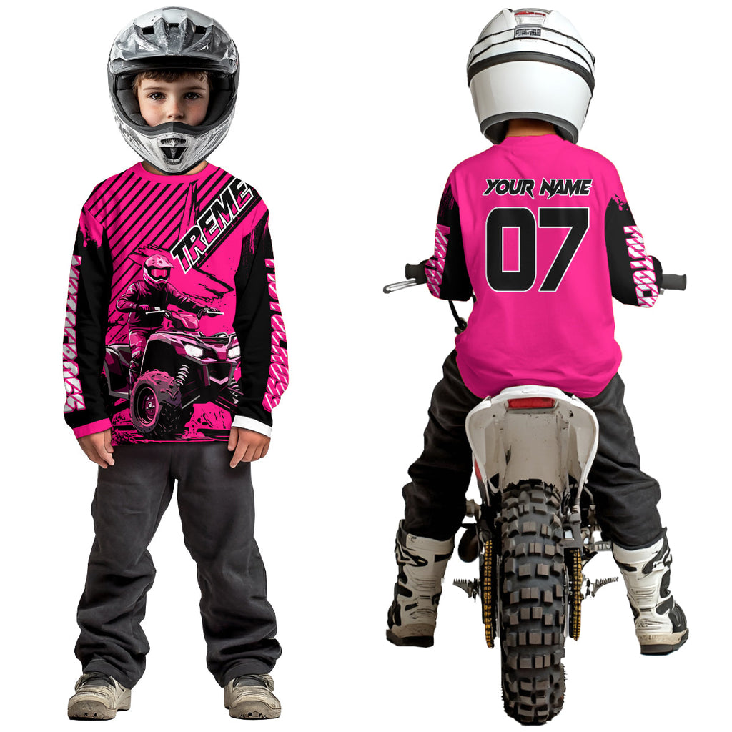 Pink ATV Racing Jersey Upf30+ Custom Motocross Jersey Extreme Riding Shirt