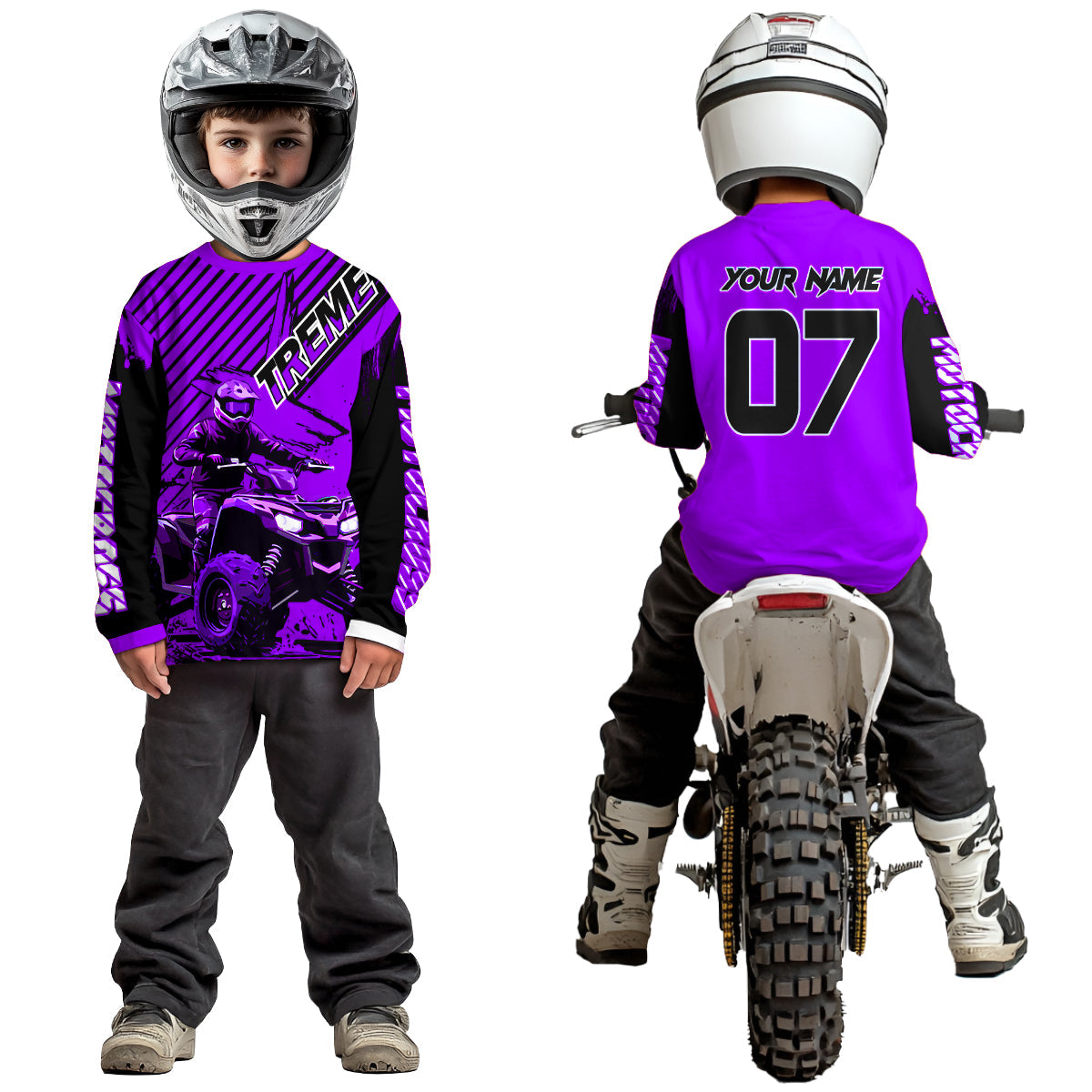 Purple ATV Racing Jersey Upf30+ Custom Motocross Jersey Extreme Riding Shirt